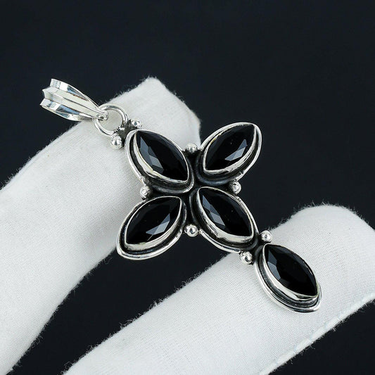 Black Spinel Cross Pendant
