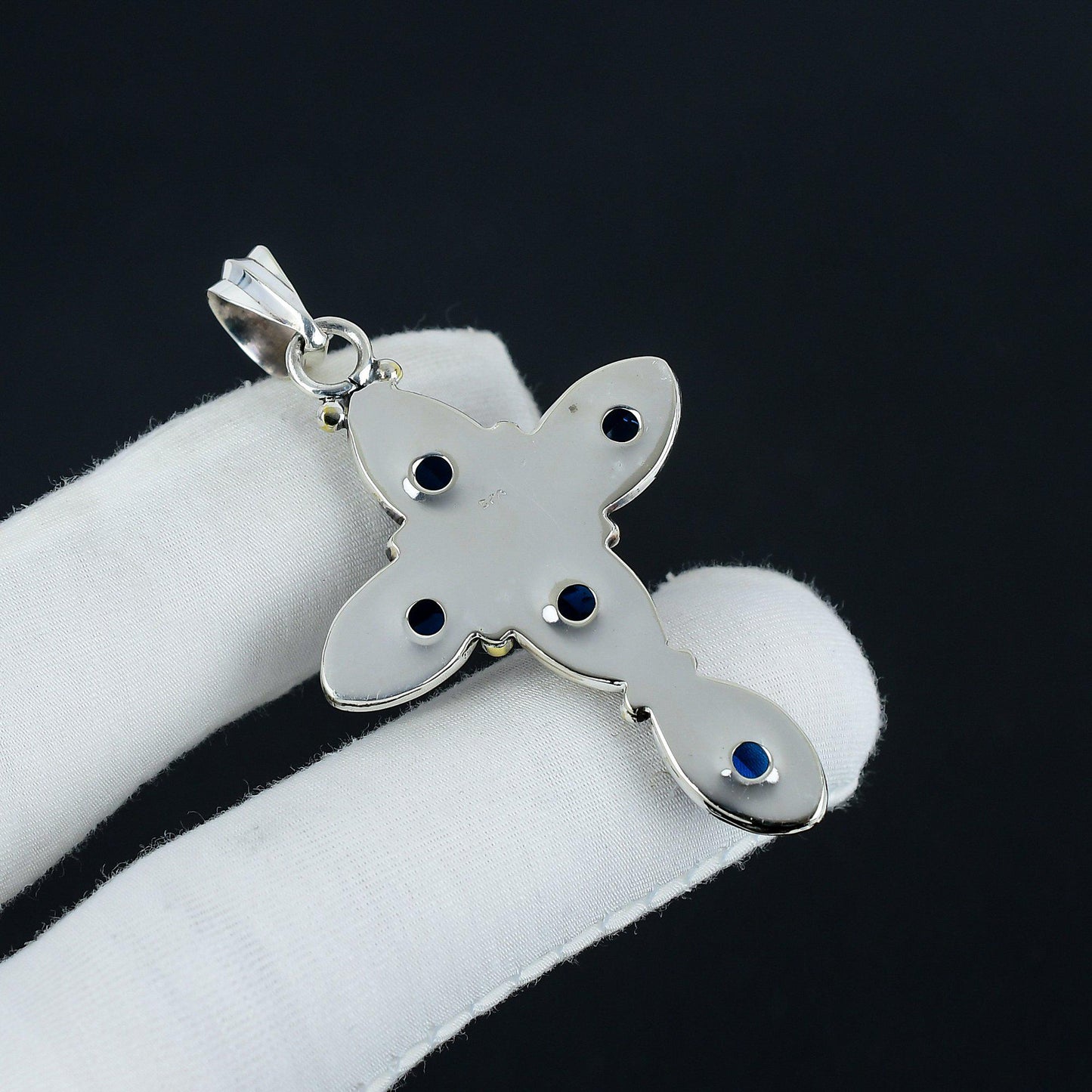 Blue Sapphire Gemstone Cross Pendant