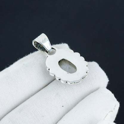 Sterling Silver Rainbow Moonstone Cross Pendant