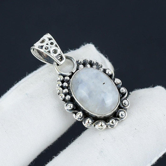 Sterling Silver Rainbow Moonstone Cross Pendant