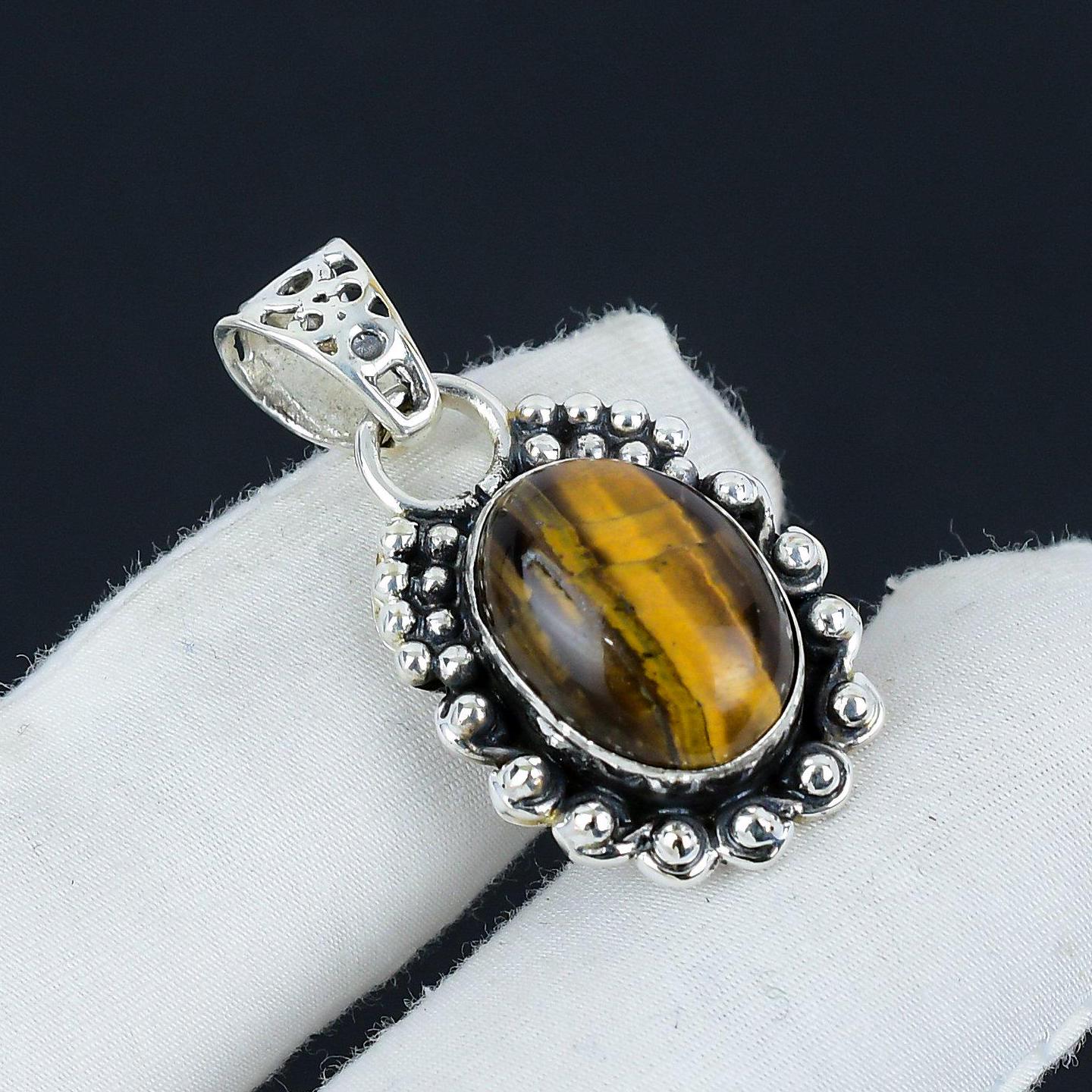 Golden Brown Tiger Eye Gemstone Pendant