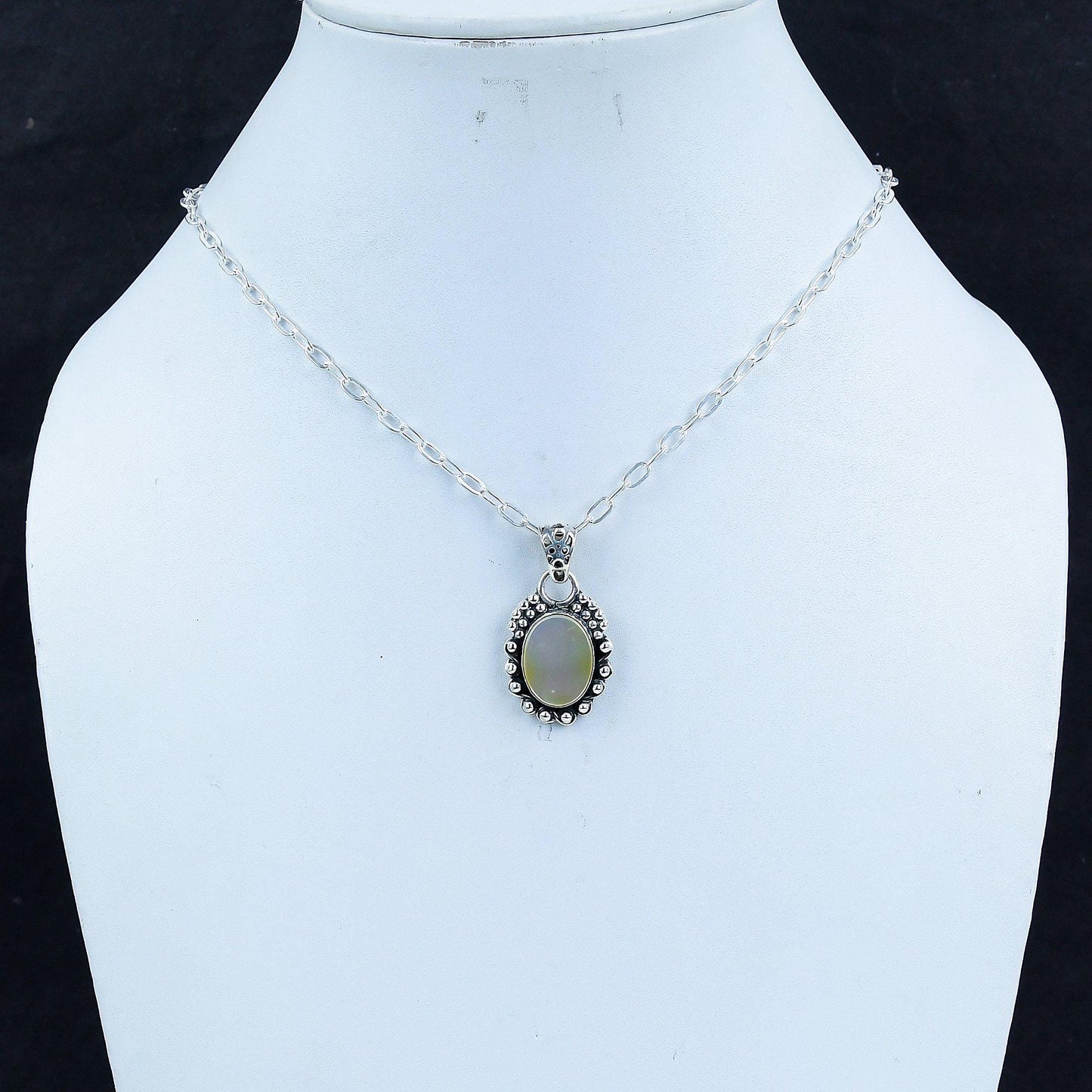 White Mother of Pearl Gemstone Pendant