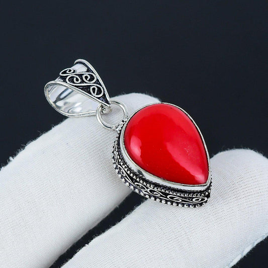 Red Coral Gemstone Pendant