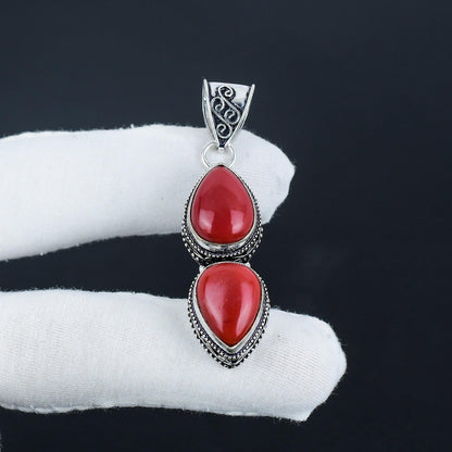 Red Coral Gemstone Pendant