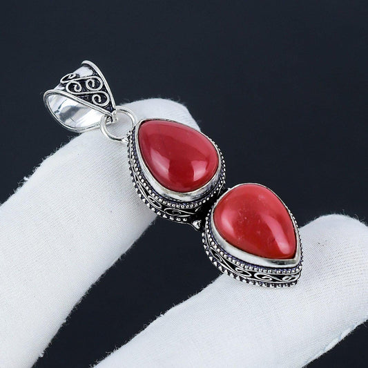 Red Coral Gemstone Pendant
