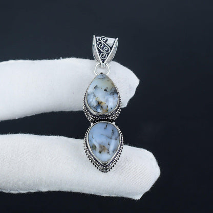 White Dendritic Opal Pendant
