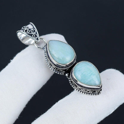 Blue-Green Amazonite Gemstone Pendant