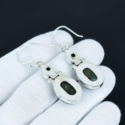 Green Malachite & Peridot Drop Earrings