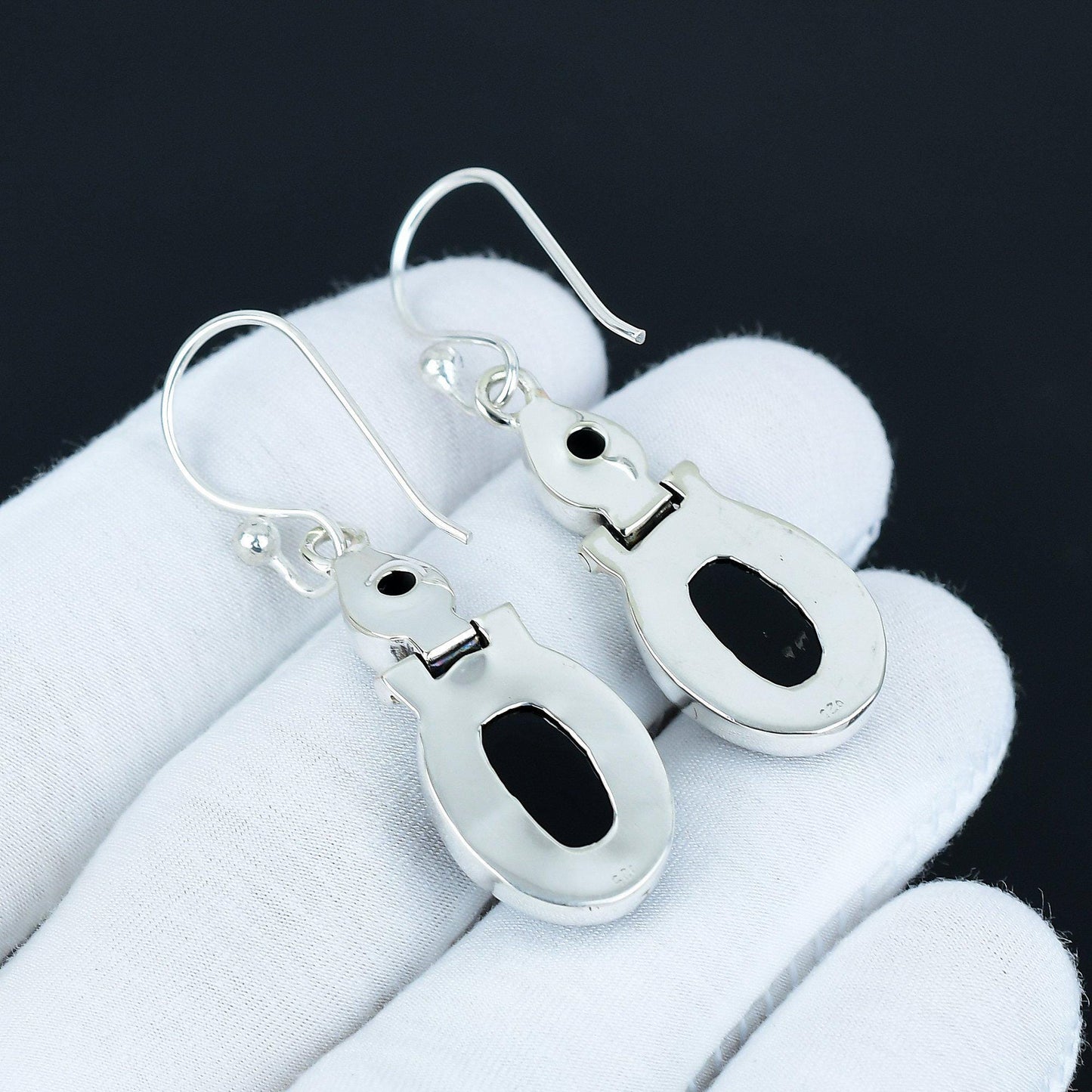 Black Onyx and Spinel Gemstone Earrings