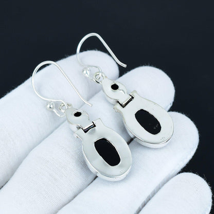 Black Onyx and Spinel Gemstone Earrings