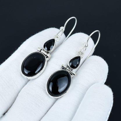 Black Onyx and Spinel Gemstone Earrings