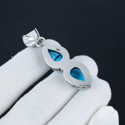 Blue Topaz Sterling Silver Pendant