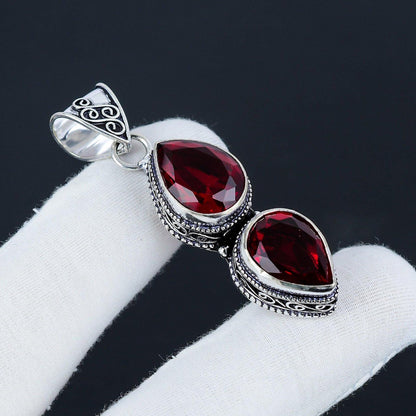 Red Garnet Sterling Silver Pendant