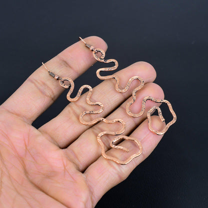 Copper Gemstone Wave Earrings