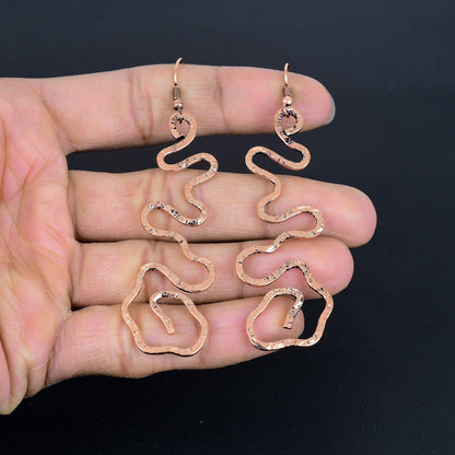 Copper Gemstone Wave Earrings