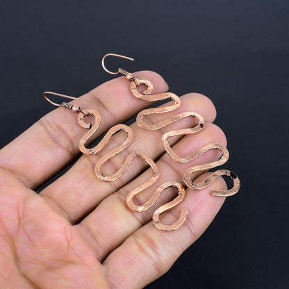 Copper Gemstone Snake Earrings