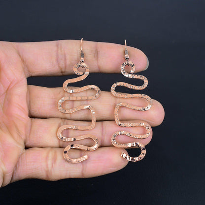 Copper Gemstone Snake Earrings
