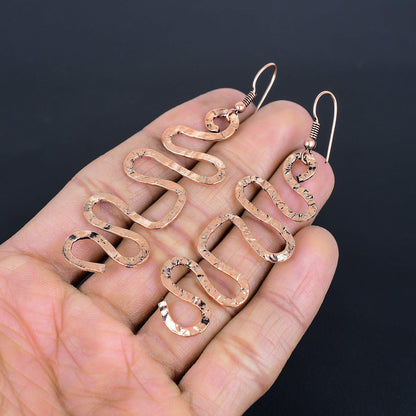 Copper Gemstone Snake Earrings