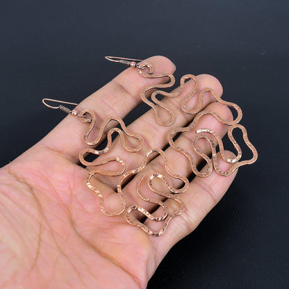 Copper Gemstone Snake Earrings