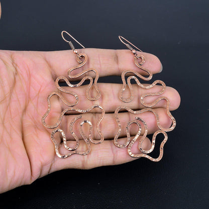 Copper Gemstone Snake Earrings