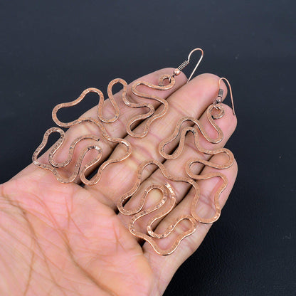 Copper Gemstone Snake Earrings