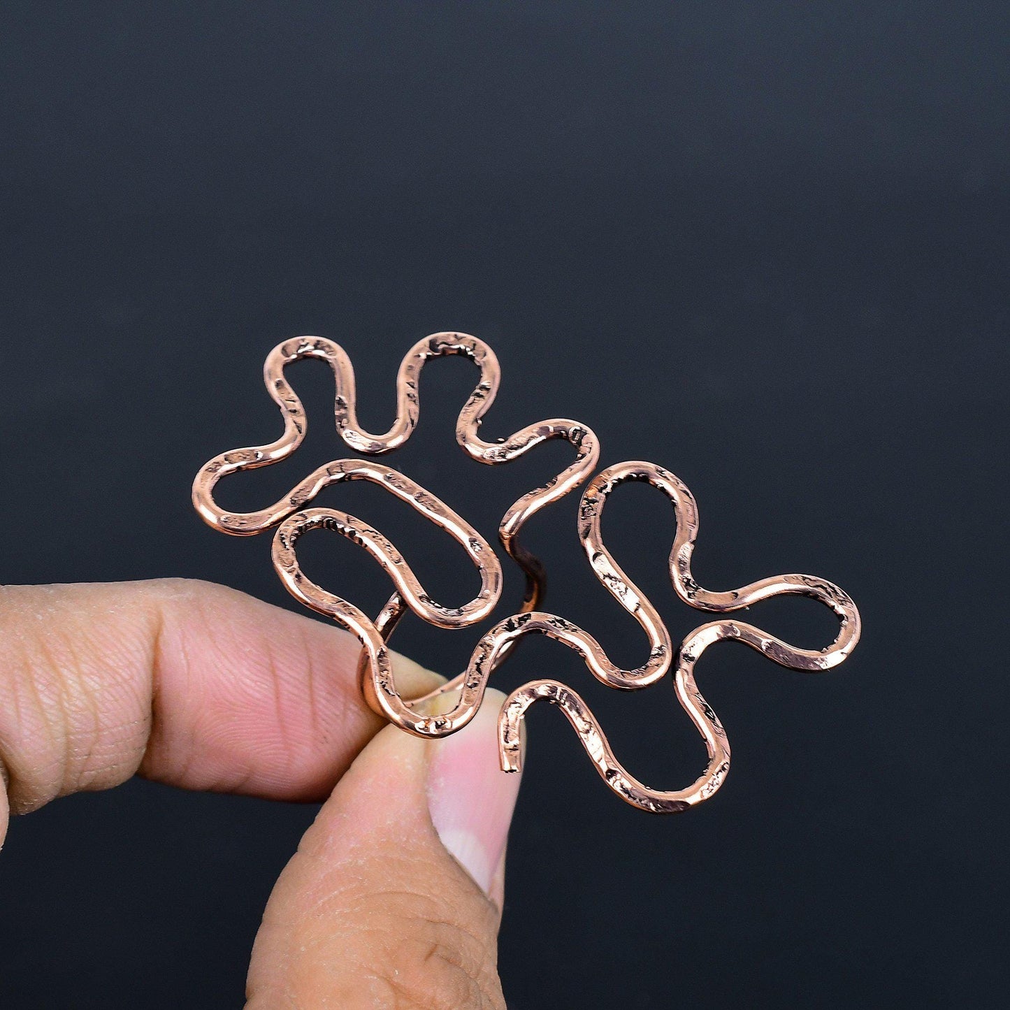 Copper Gemstone Hammered Ring