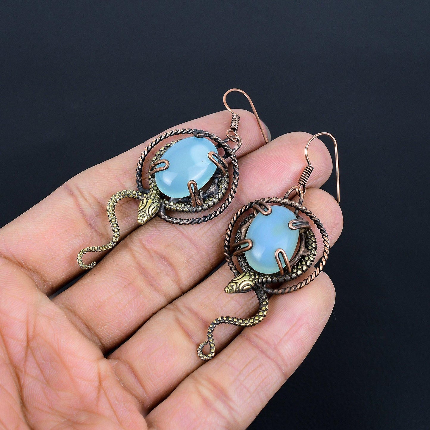 Blue Chalcedony Gemstone Earrings