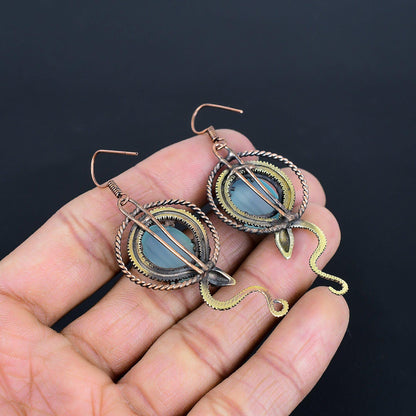 Blue Chalcedony Gemstone Earrings