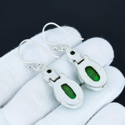 Green Copper Turquoise & Apatite Dangle Earrings