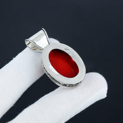 Red Coral Gemstone Pendant