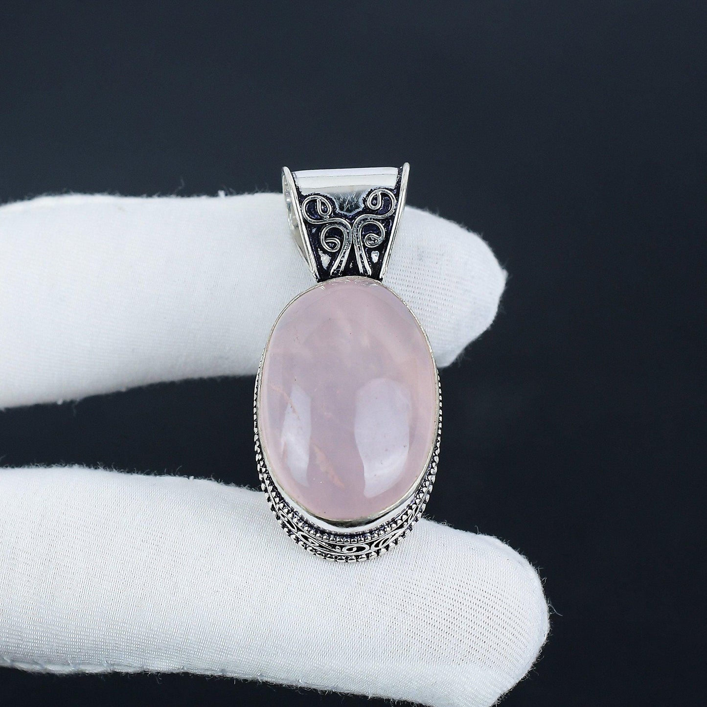 Pink Rose Quartz Gemstone Pendant