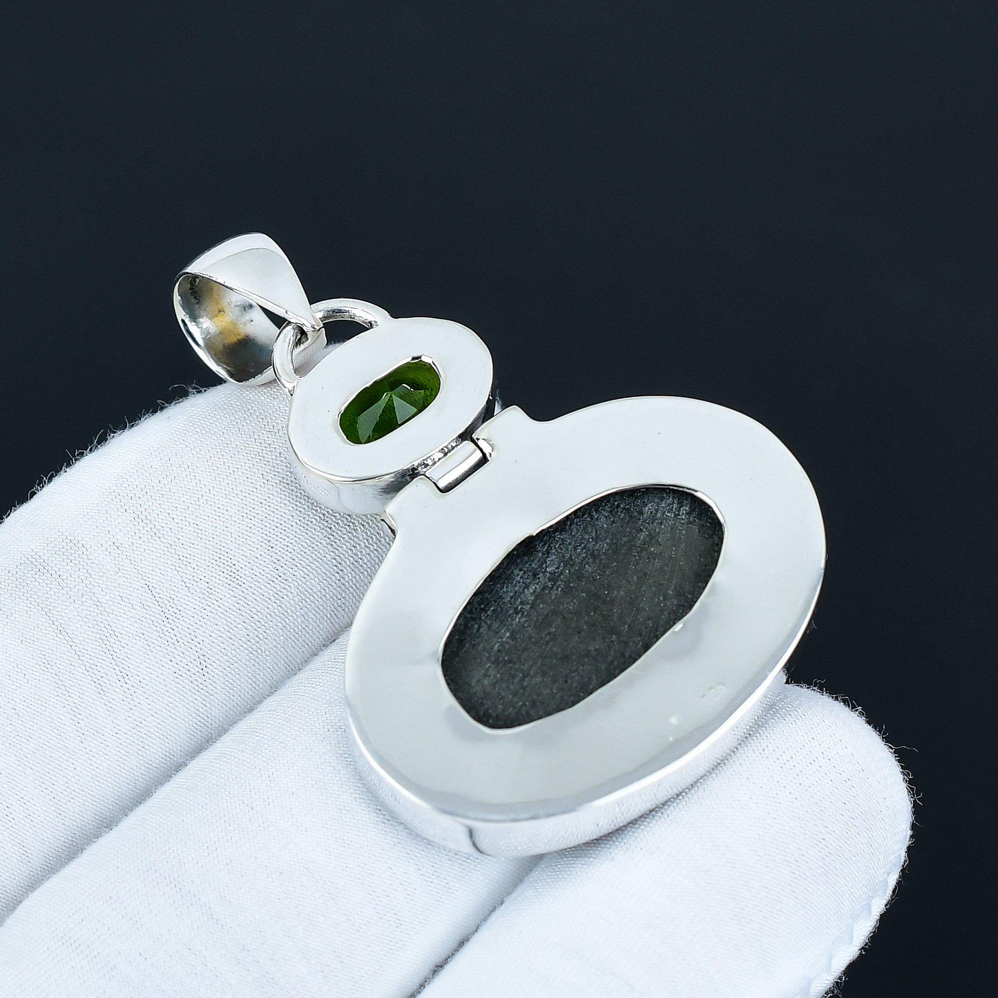 Abalone Shell & Green Peridot Pendant