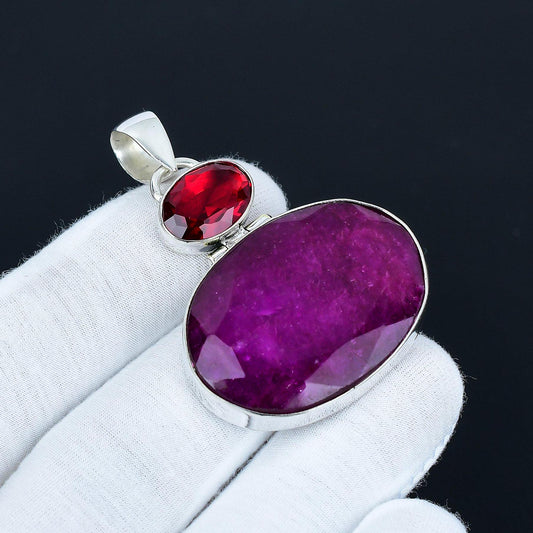 Red Ruby & Garnet Gemstone Pendant
