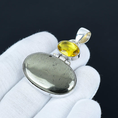 Golden Apache Pyrite & Citrine Pendant