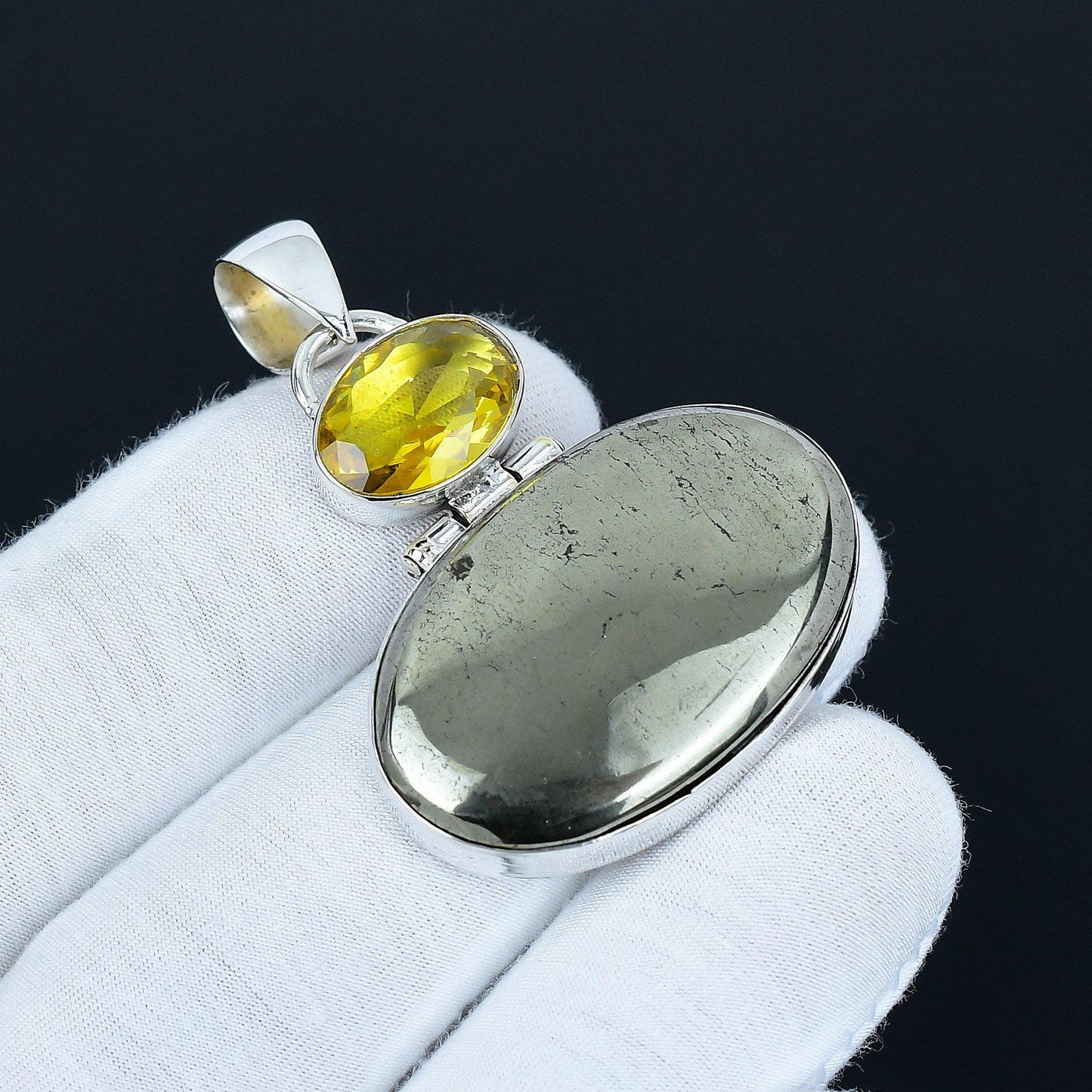 Golden Apache Pyrite & Citrine Pendant