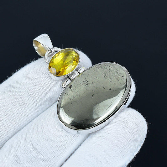 Golden Apache Pyrite & Citrine Pendant