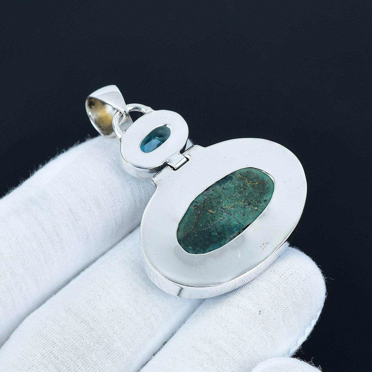 Blue Turquoise and Aquamarine Gemstone Pendant