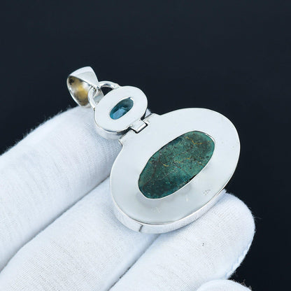 Blue Turquoise and Aquamarine Gemstone Pendant
