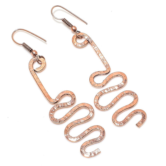 Copper Gemstone Squiggle Earrings