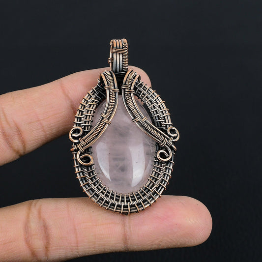 Pink Rose Quartz Gemstone Pendant