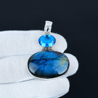 Blue Topaz & Labradorite Pendant