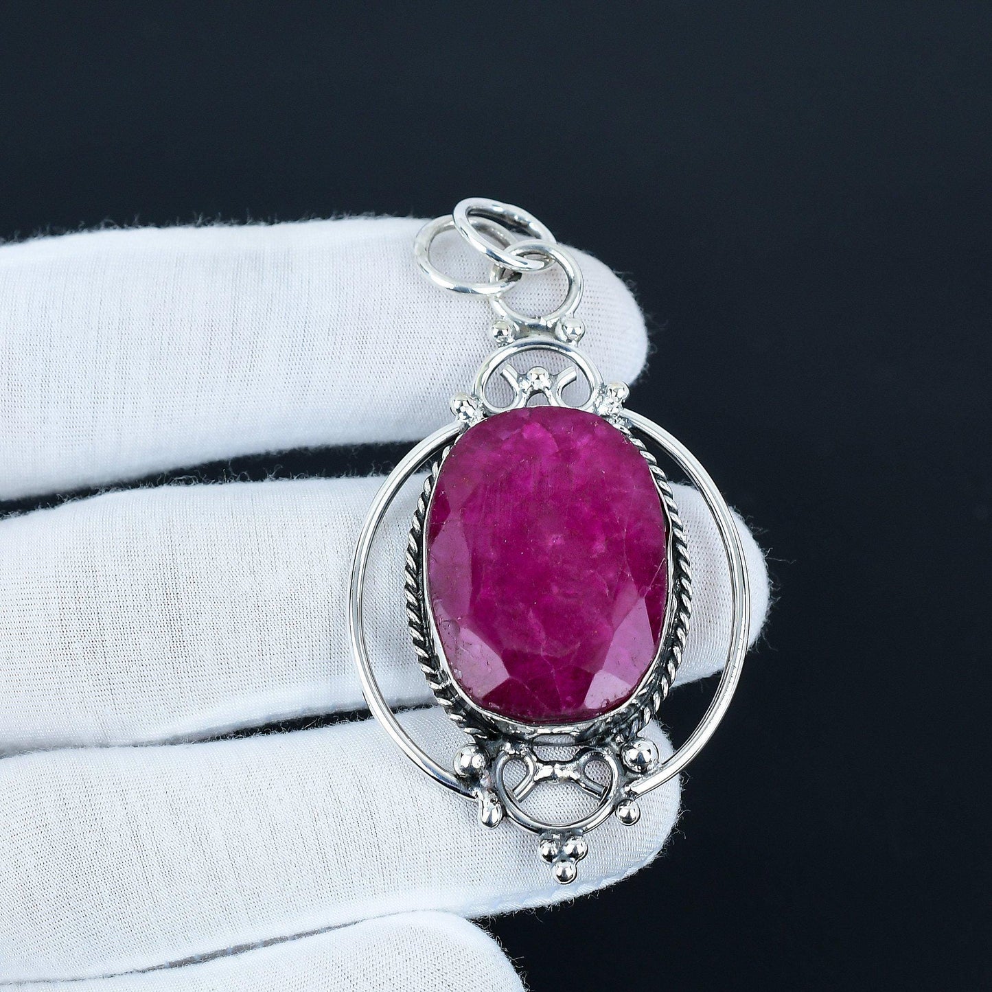 Red Kashmir Ruby Gemstone Pendant