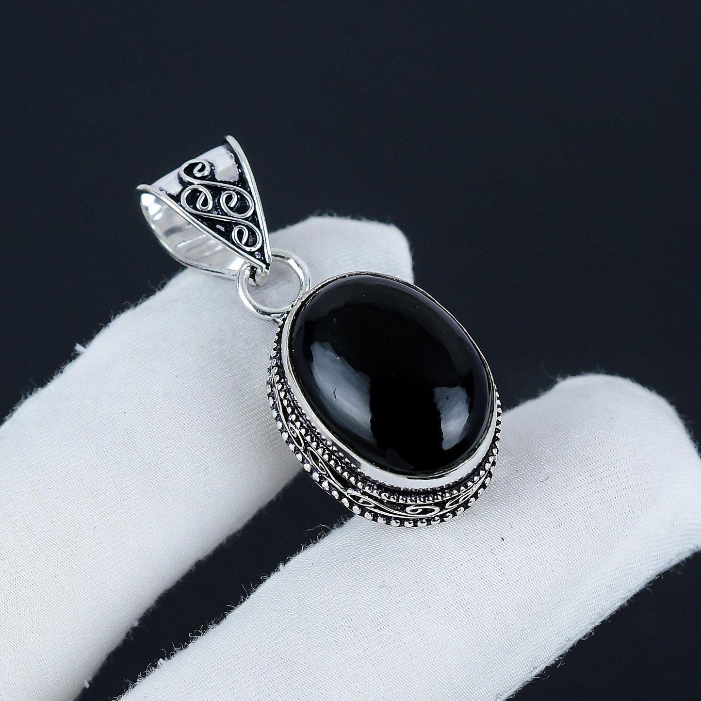 Black Onyx Gemstone Pendant