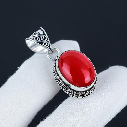 Red Coral Gemstone Pendant