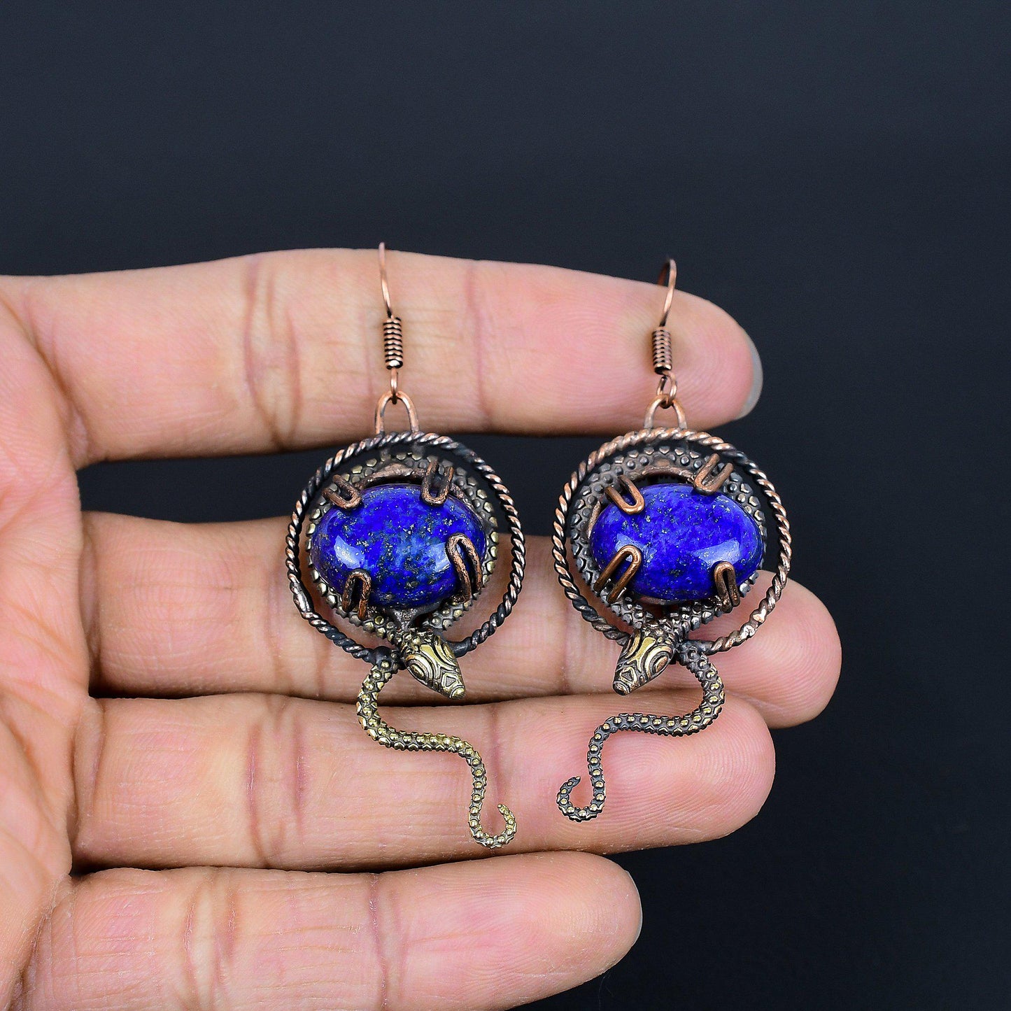 Blue Lapis Lazuli Gemstone Earrings