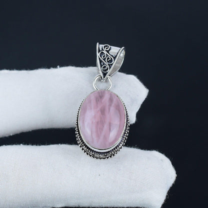 Pink Rose Quartz Gemstone Pendant