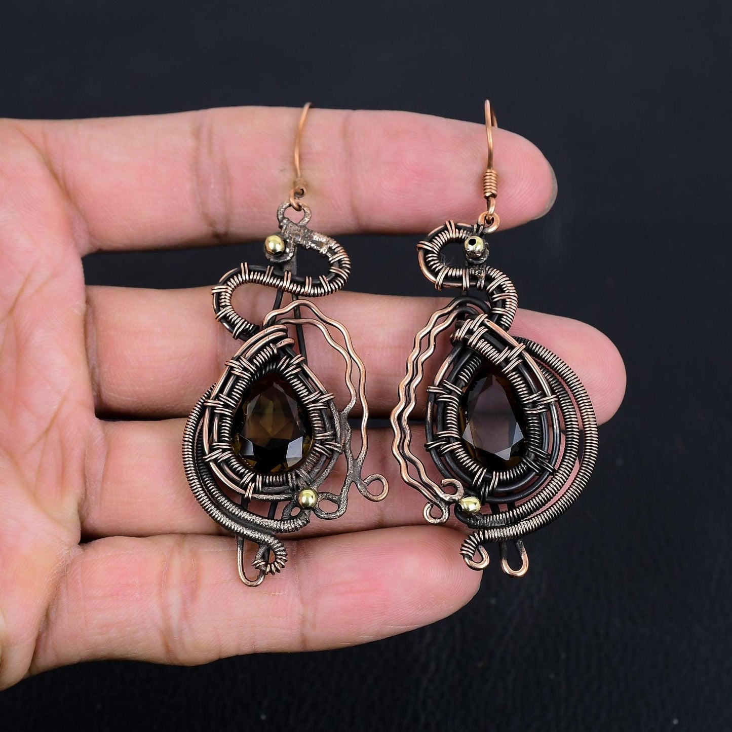 Brown Smoky Topaz Gemstone Earrings