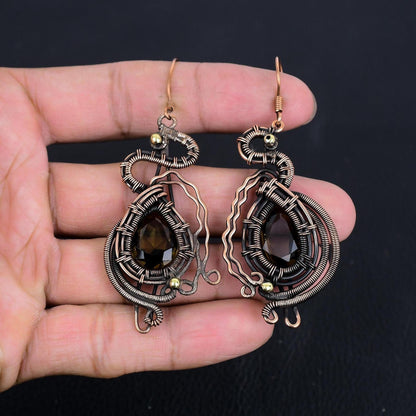 Brown Smoky Topaz Gemstone Earrings