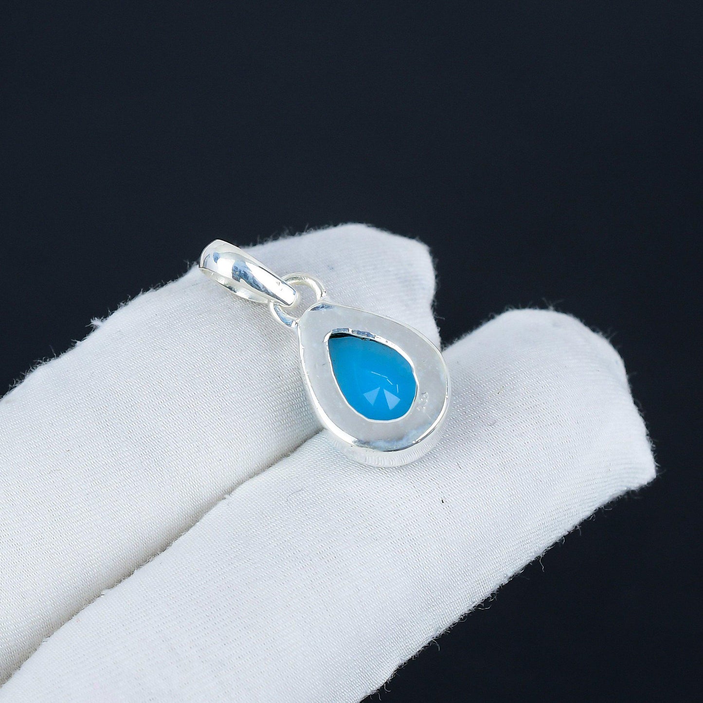 Blue Chalcedony Gemstone Pendant