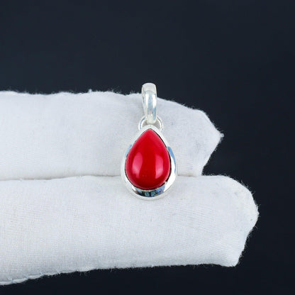 Red Coral Gemstone Pendant